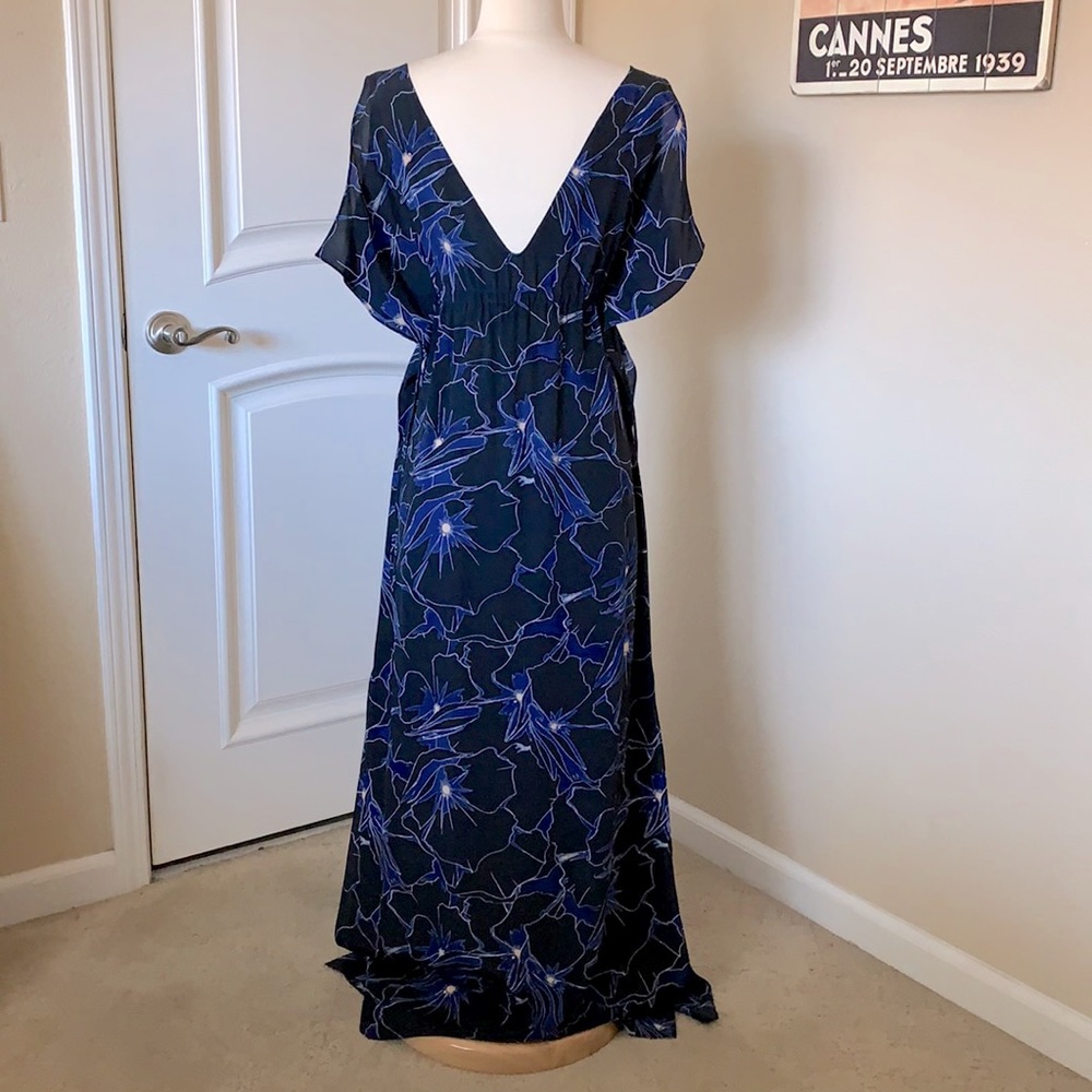 CLUB MONACO Blue Silk Maxi Dress, Size 2